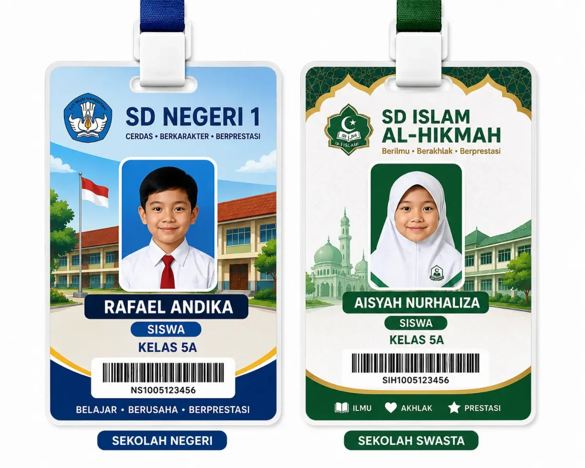 ID Card SD untuk Sekolah Negeri dan Swasta