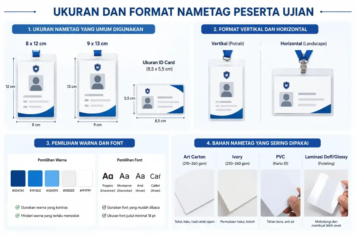 Ukuran dan Format Nametag Peserta Ujian