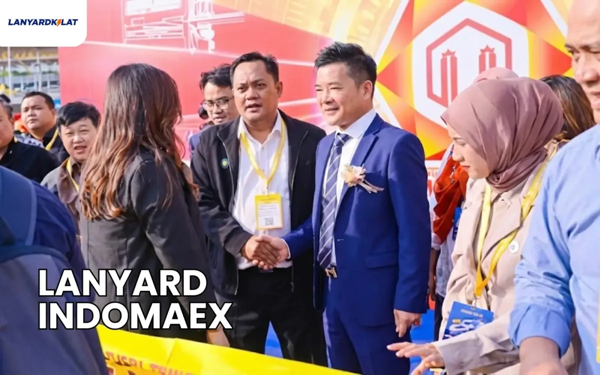 Cetak Lanyard INDOMAEX Custom, Tali ID Card Premium untuk Pameran Bisnis