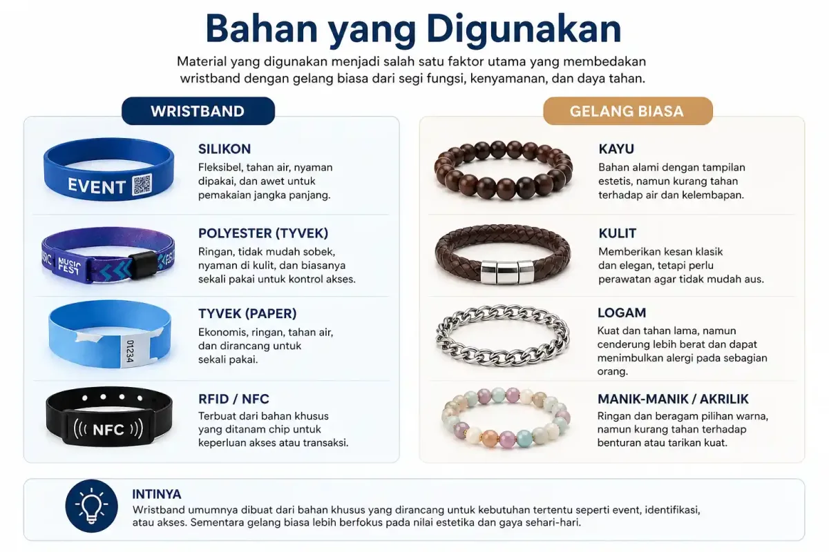 Perbedaan Wristband dan Gelang Biasa dari Segi Bahan