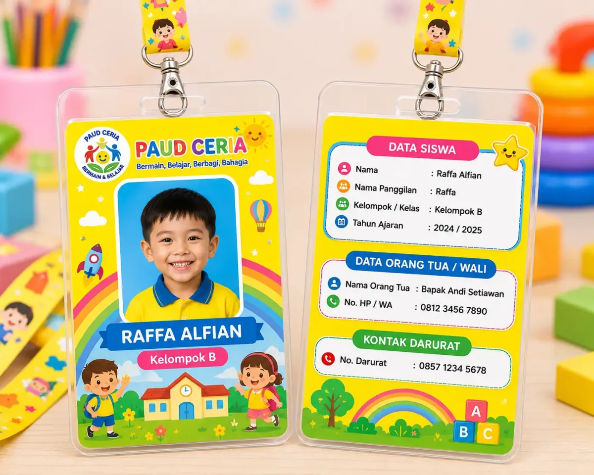 ID Card PAUD dengan Warna Cerah