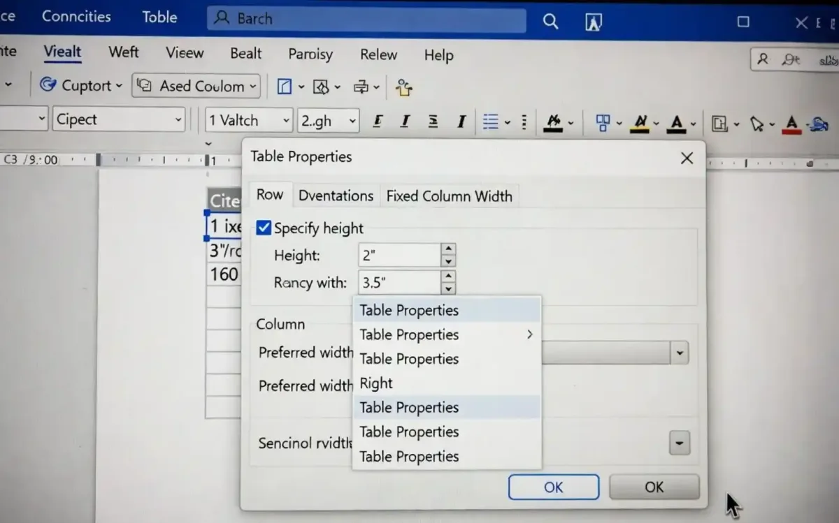 Tambah Table Properties
