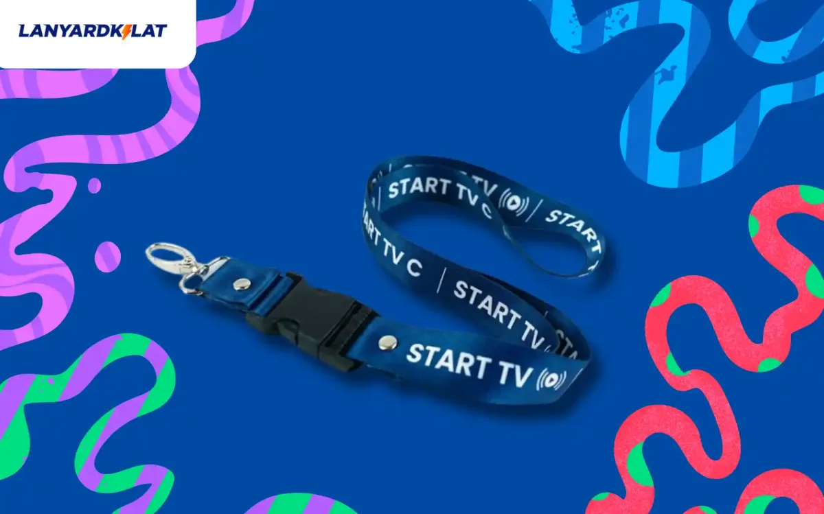 Desain Lanyard Kombinasi Teks dan Ikon