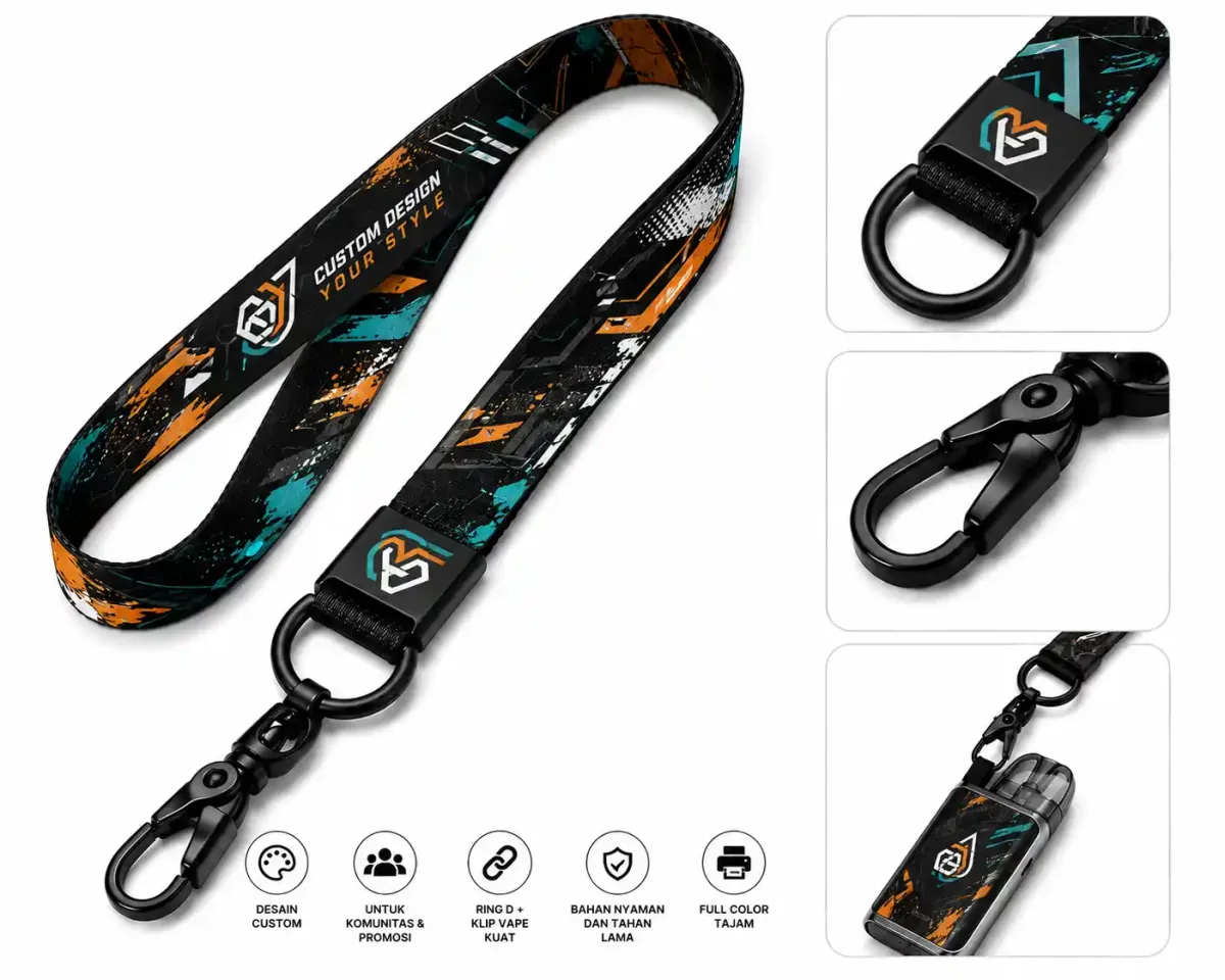 Lanyard Ring D + Klip Vape Desain Custom