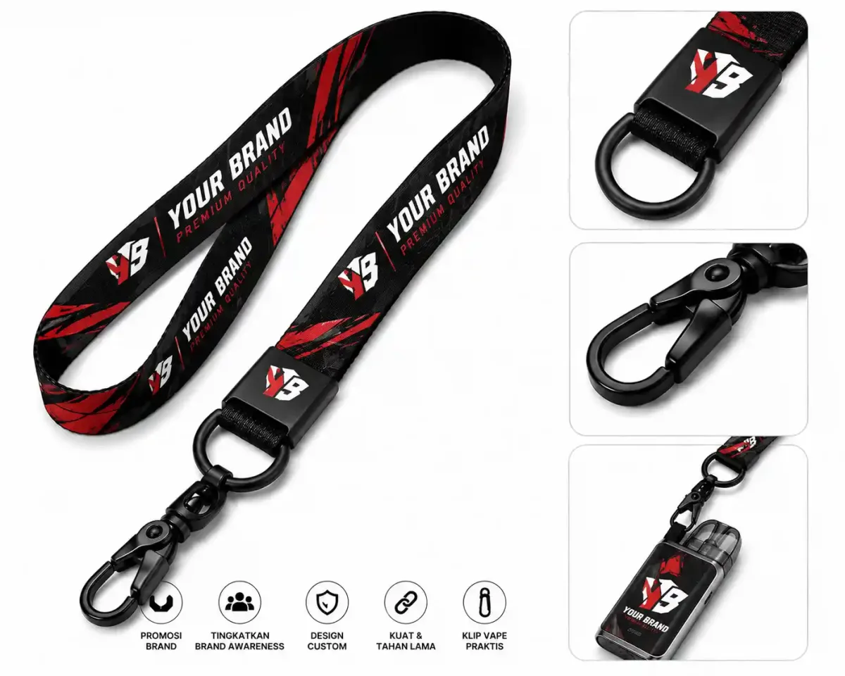 Lanyard Ring D + Klip Vape untuk Promosi Brand