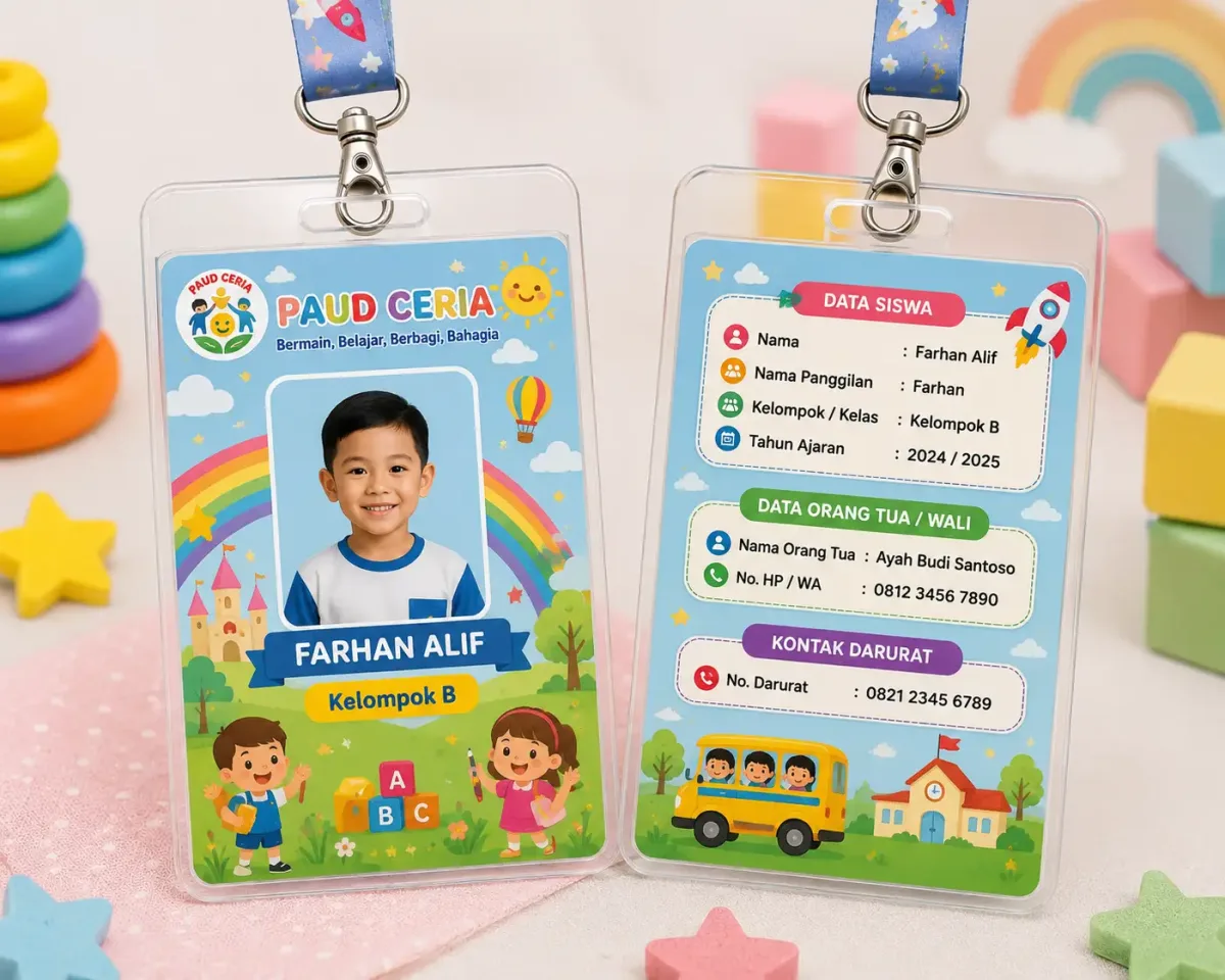 ID Card PAUD Tema Anak-Anak