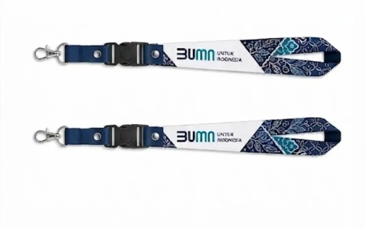 Desain Lanyard BUMN Kombinasi Motif Batik