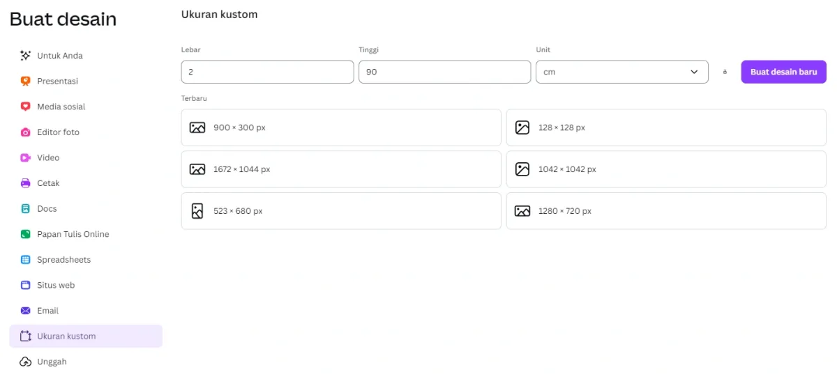 Membuat Custom Size di Canva