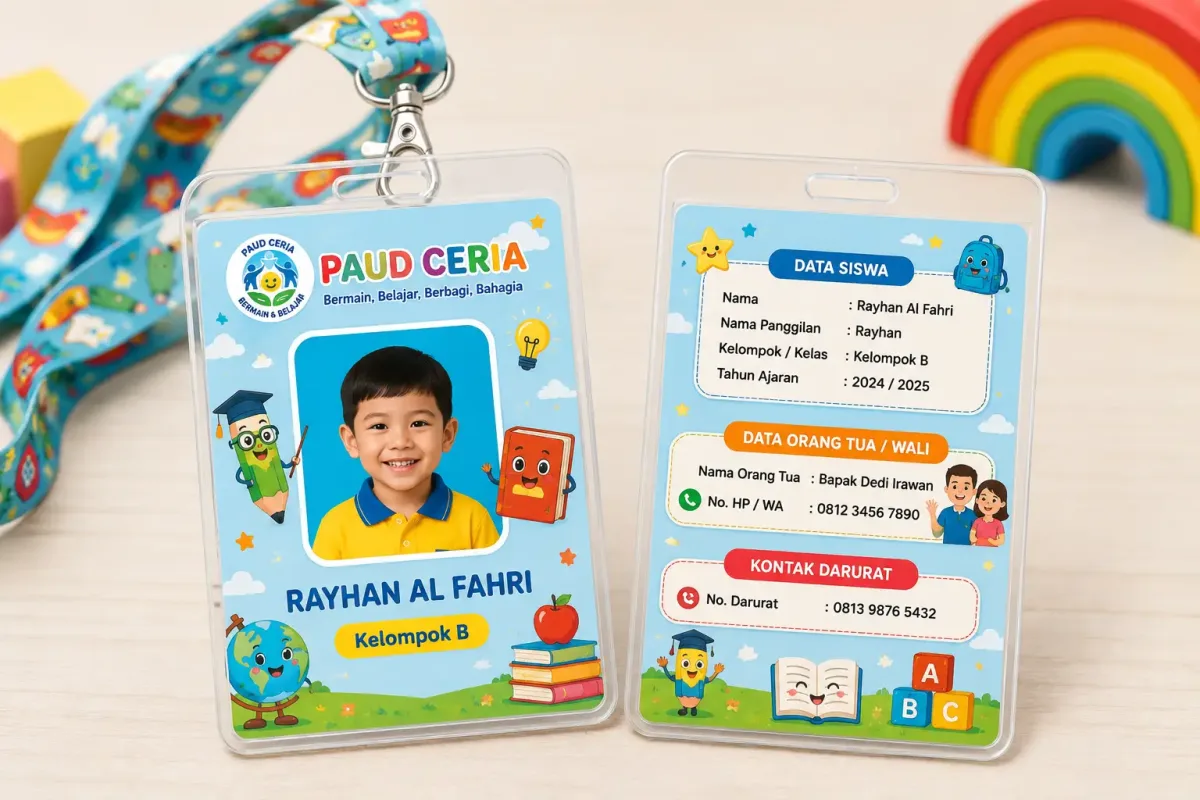 ID Card PAUD dengan Karakter Edukasi