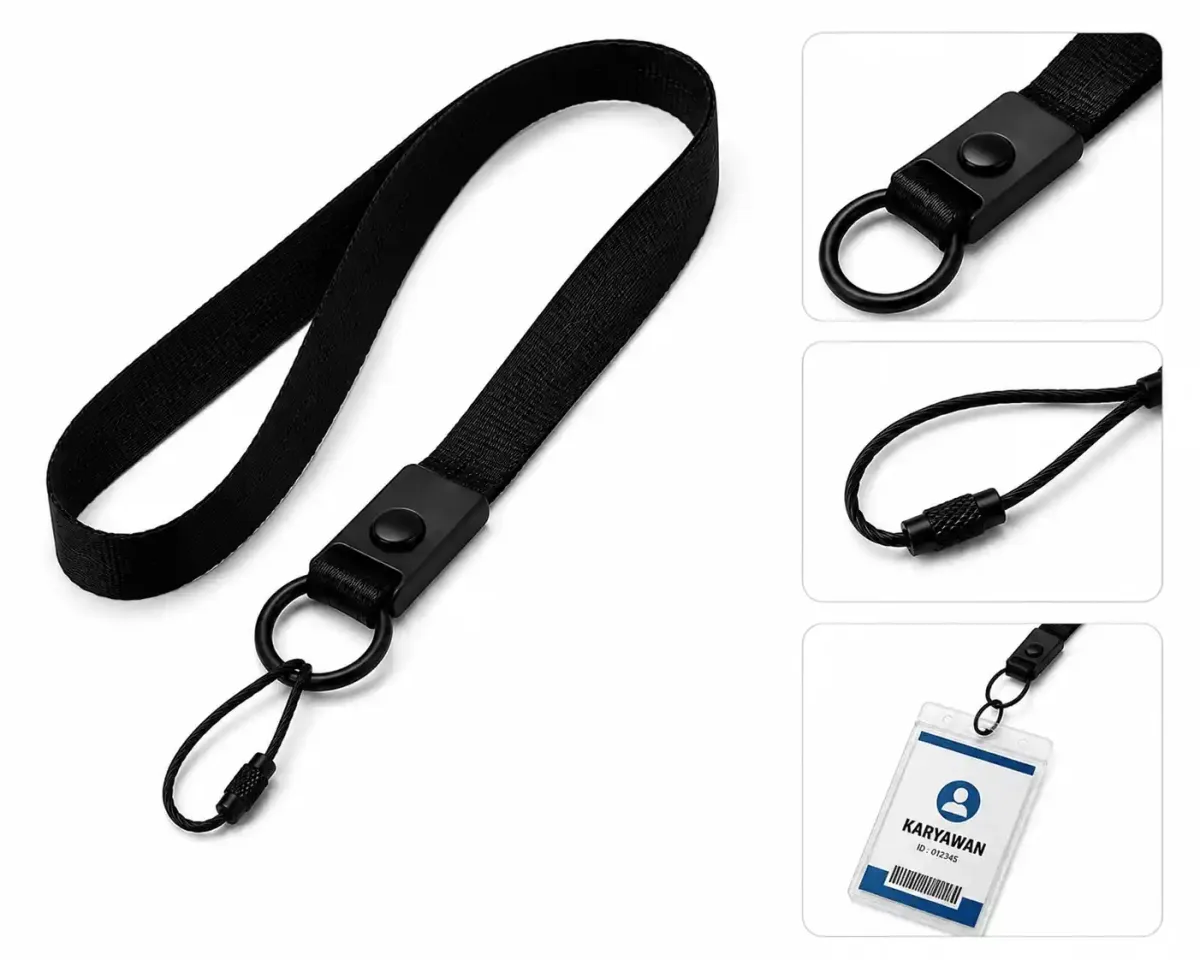 Lanyard Kait Kawat Hitam untuk Karyawan