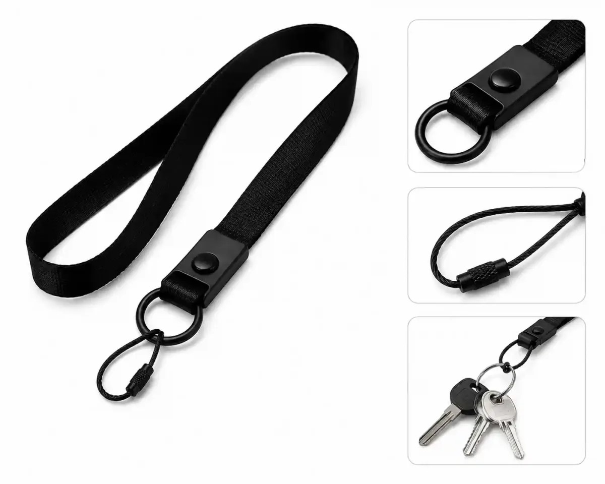 Lanyard Kait Kawat Hitam untuk Kunci
