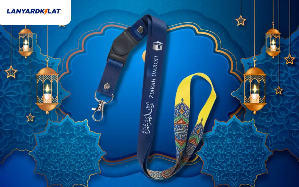 Desain Lanyard Umroh dengan Pattern Islami