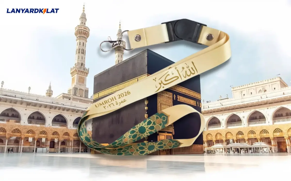 Desain Lanyard Umroh dengan Kaligrafi Arab