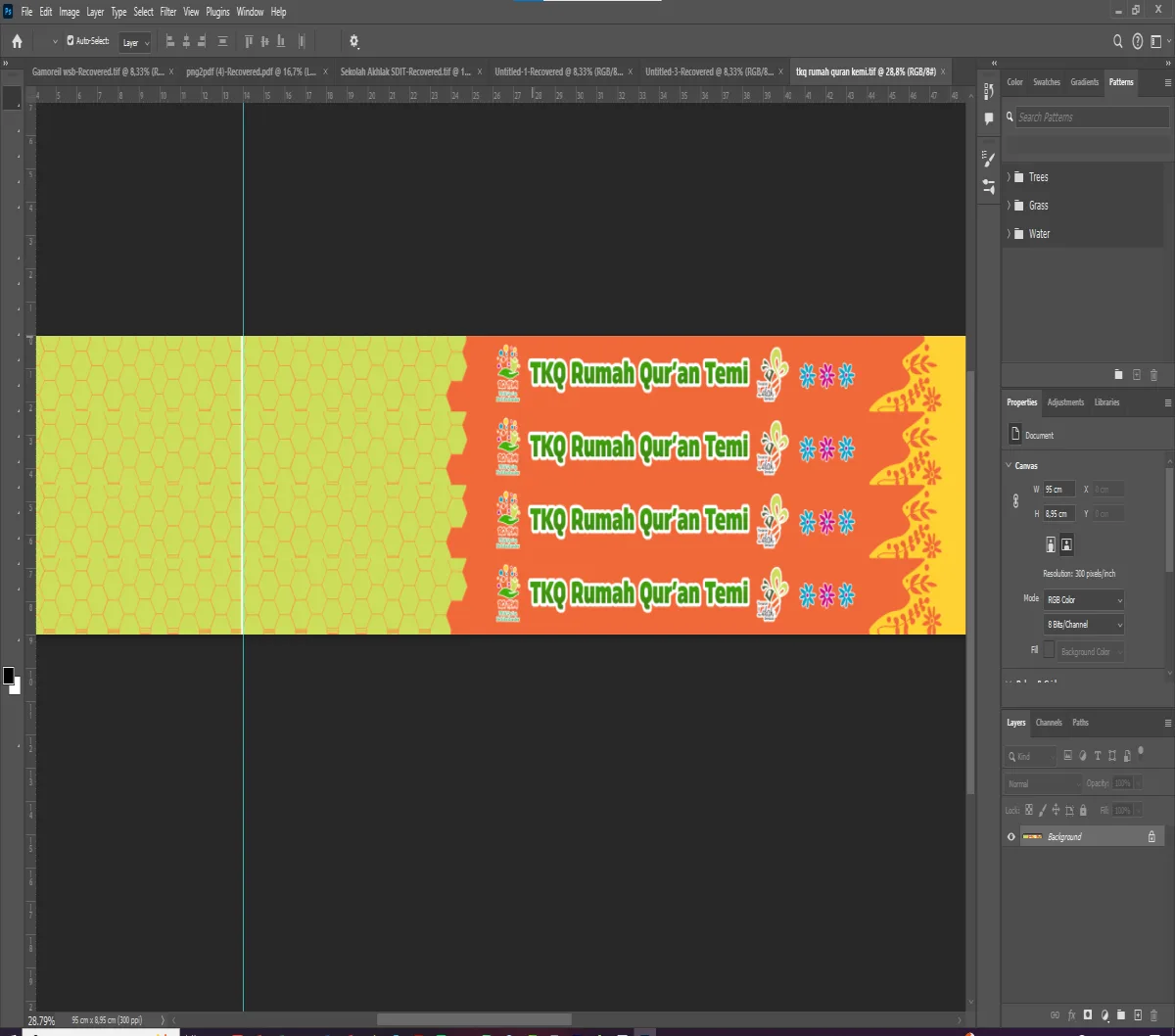 Setting desain lanyard Rumah Quran sebelum proses printing full colour